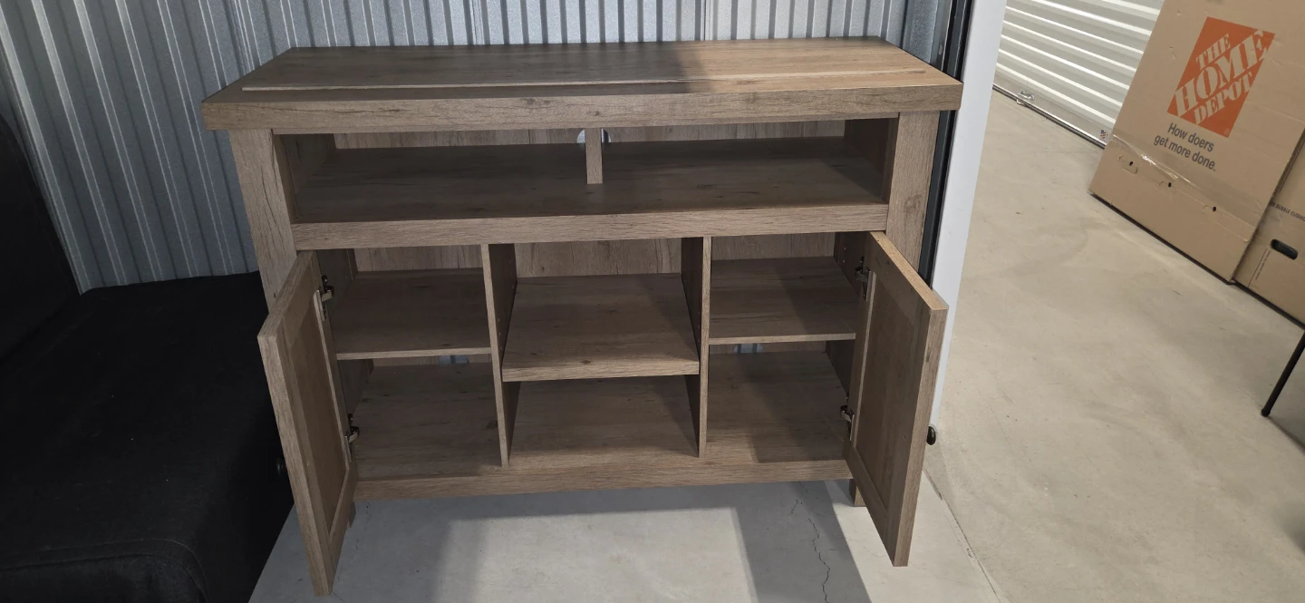 Wooden TV Stand with Cabinet Doors