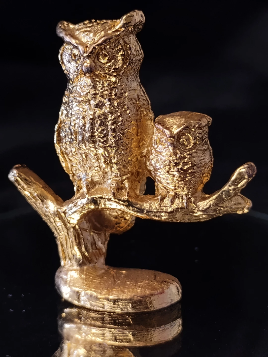 Gold Owl Figurine and White Stone Owl Figurine