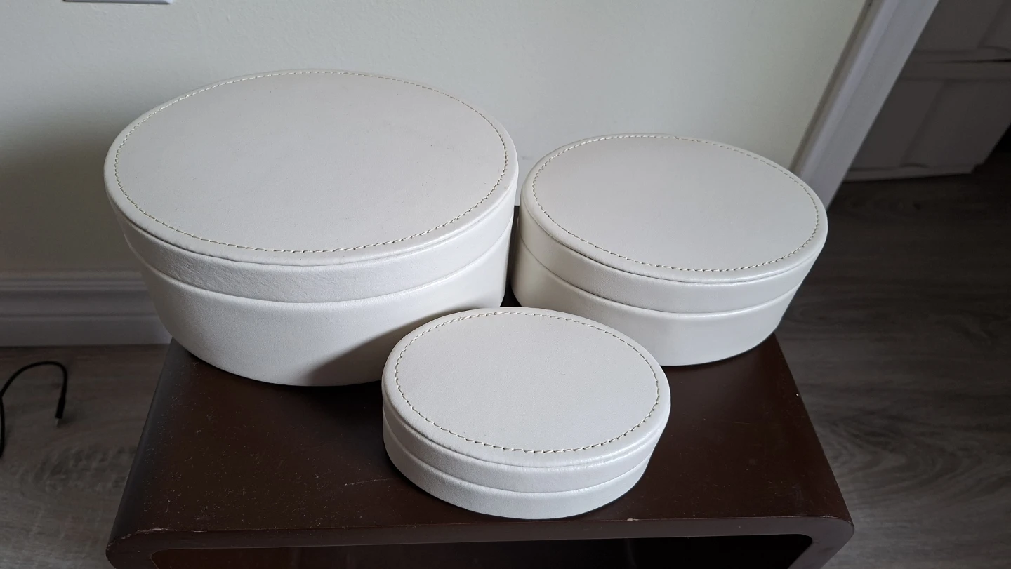 Danier Genuine leather Oval Storage Boxes Set of 3