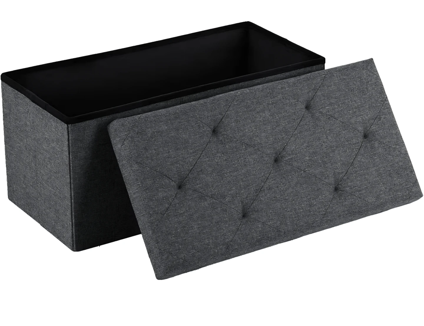 Dark Gray Tufted Storage Ottoman