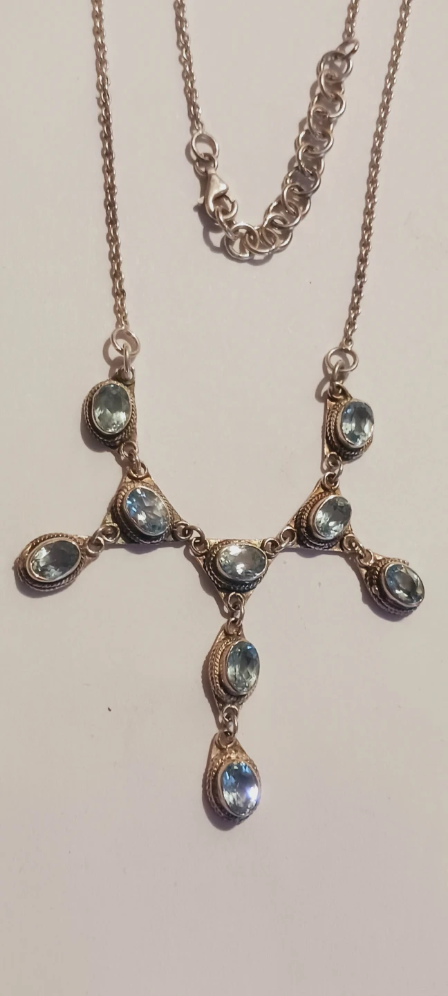 Sterling Silver 925 Blue Topaz Gemstone Necklace - photo 4