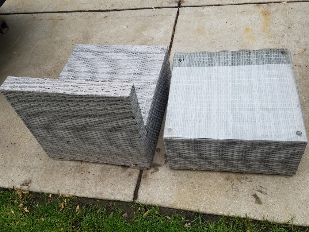 Grey Rattan Wicker Outdoor Chair and Side Table Set - photo 5