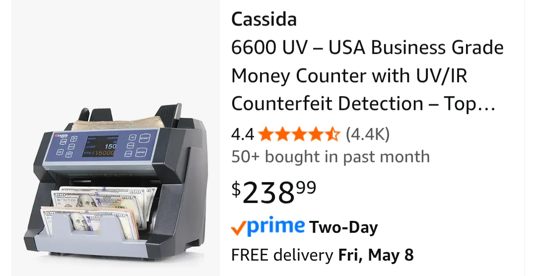Cassida 6600 UV Money Counter - photo 3