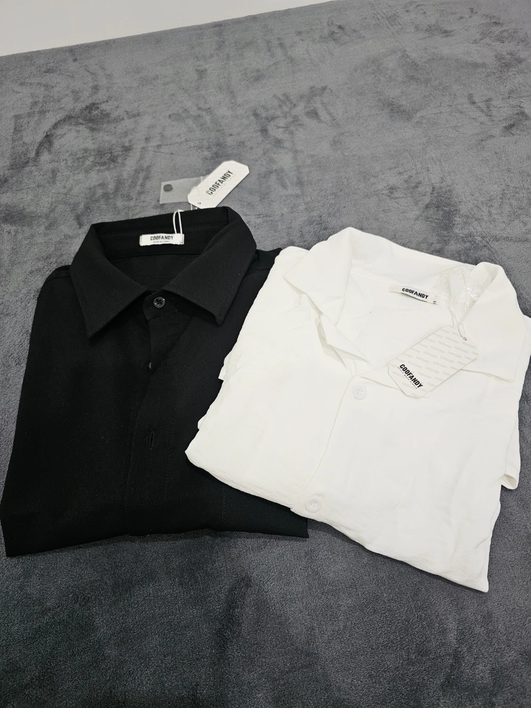 COOFANDY Black & White Short Sleeve Button-Up Shirts