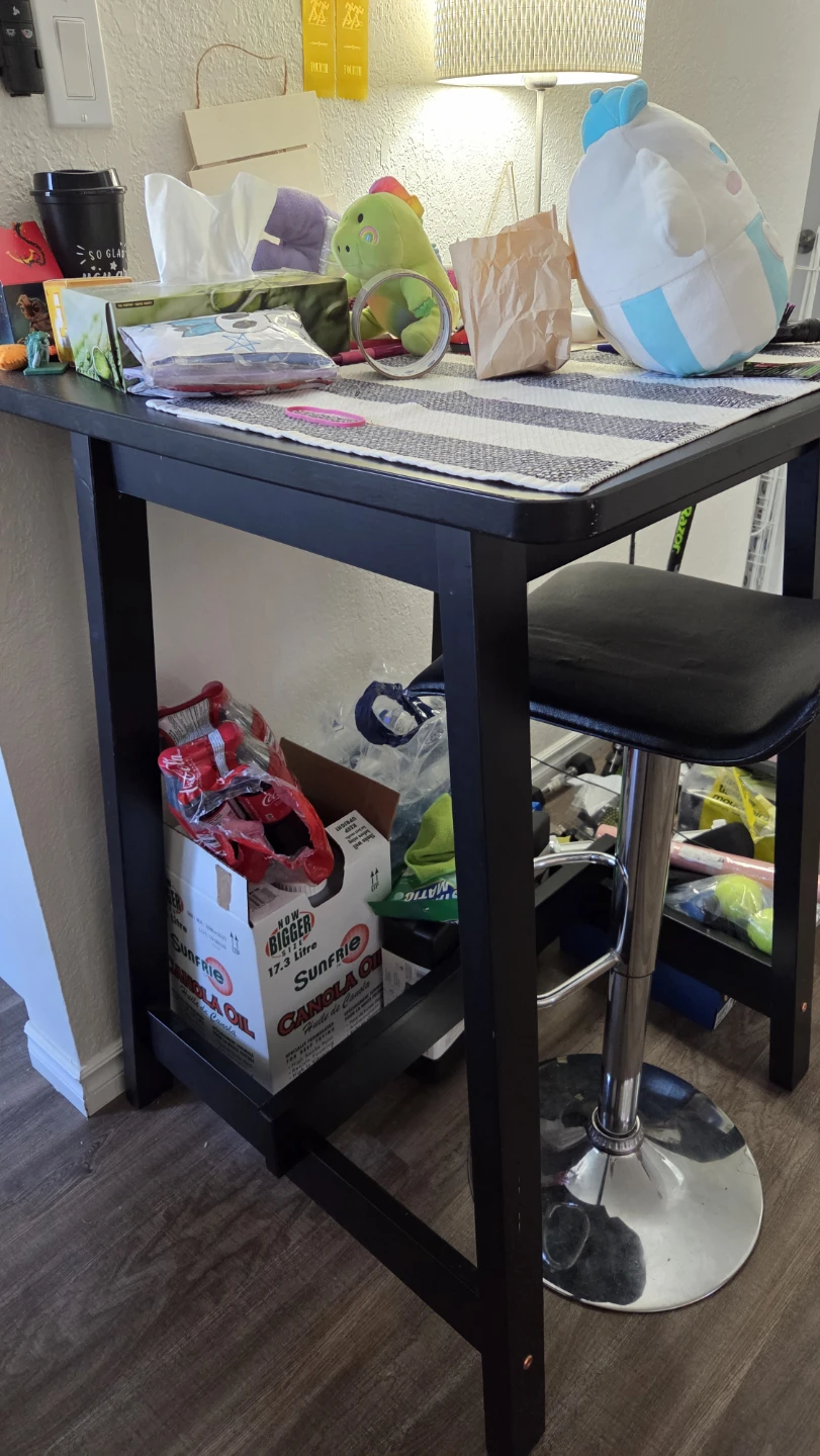 Black Bar Table with Adjustable Stool