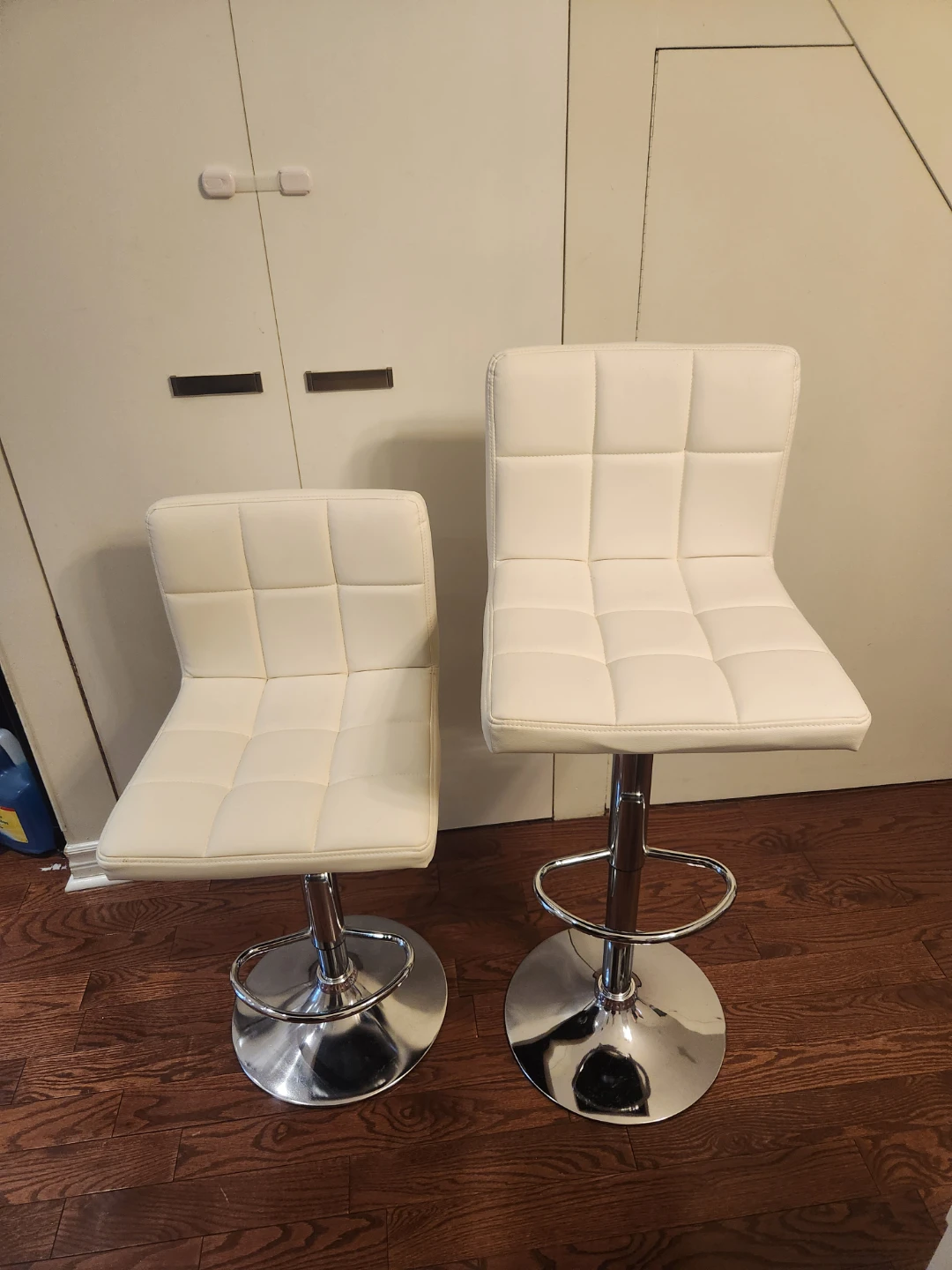 White Adjustable Bar Stools (Set of 2)