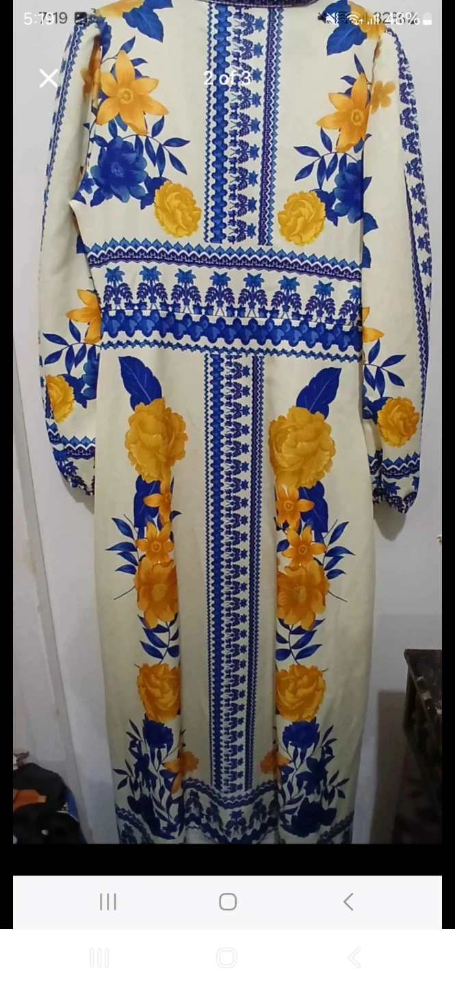Cream Dress with Blue and Yellow Floral Print - photo 3