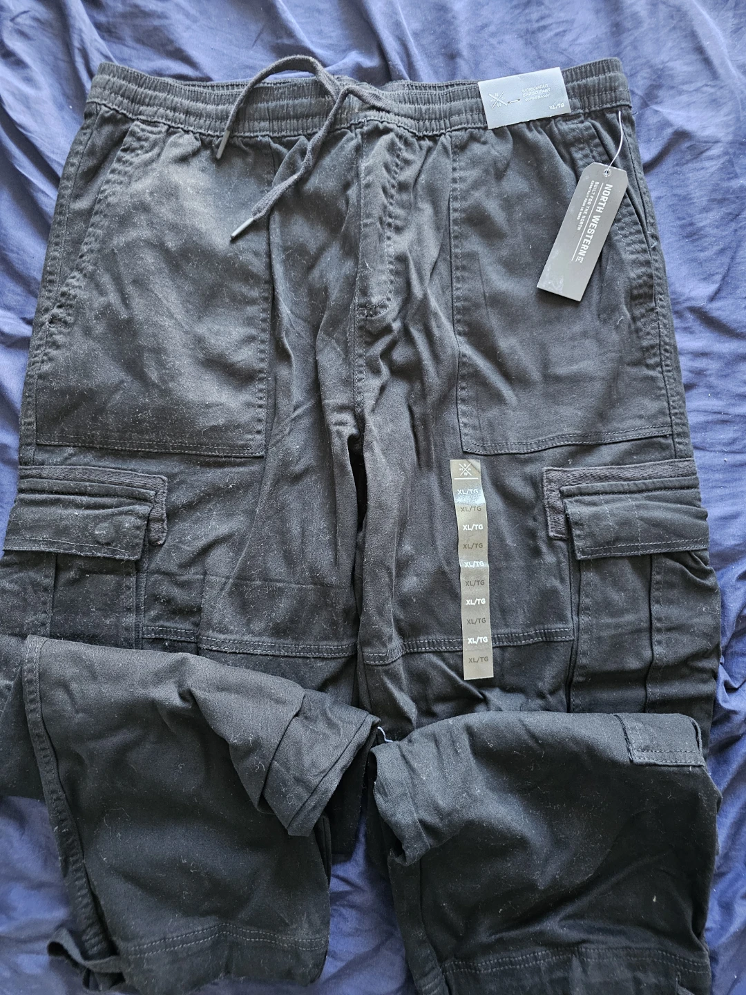 North Westerne Black Cargo Pants XL/TG