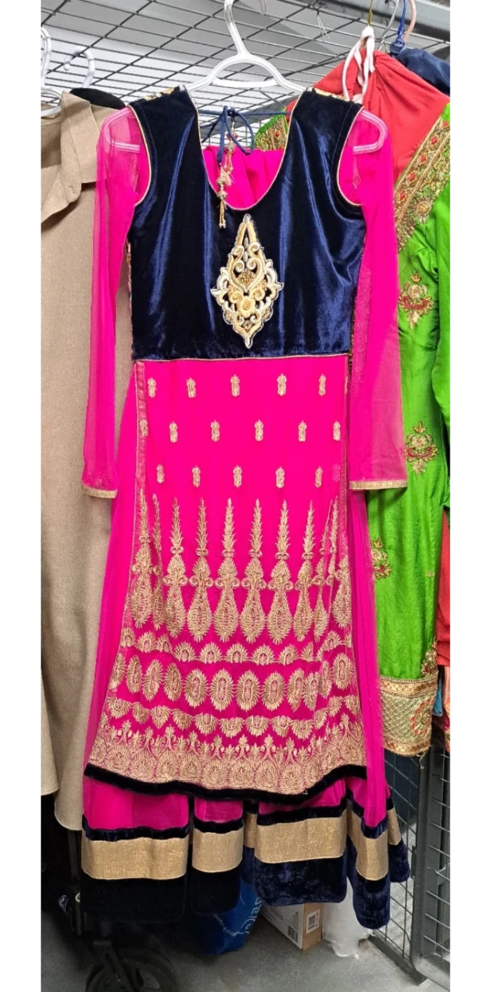 Women's Pink & Blue Embroidered Indian Dress - photo 2