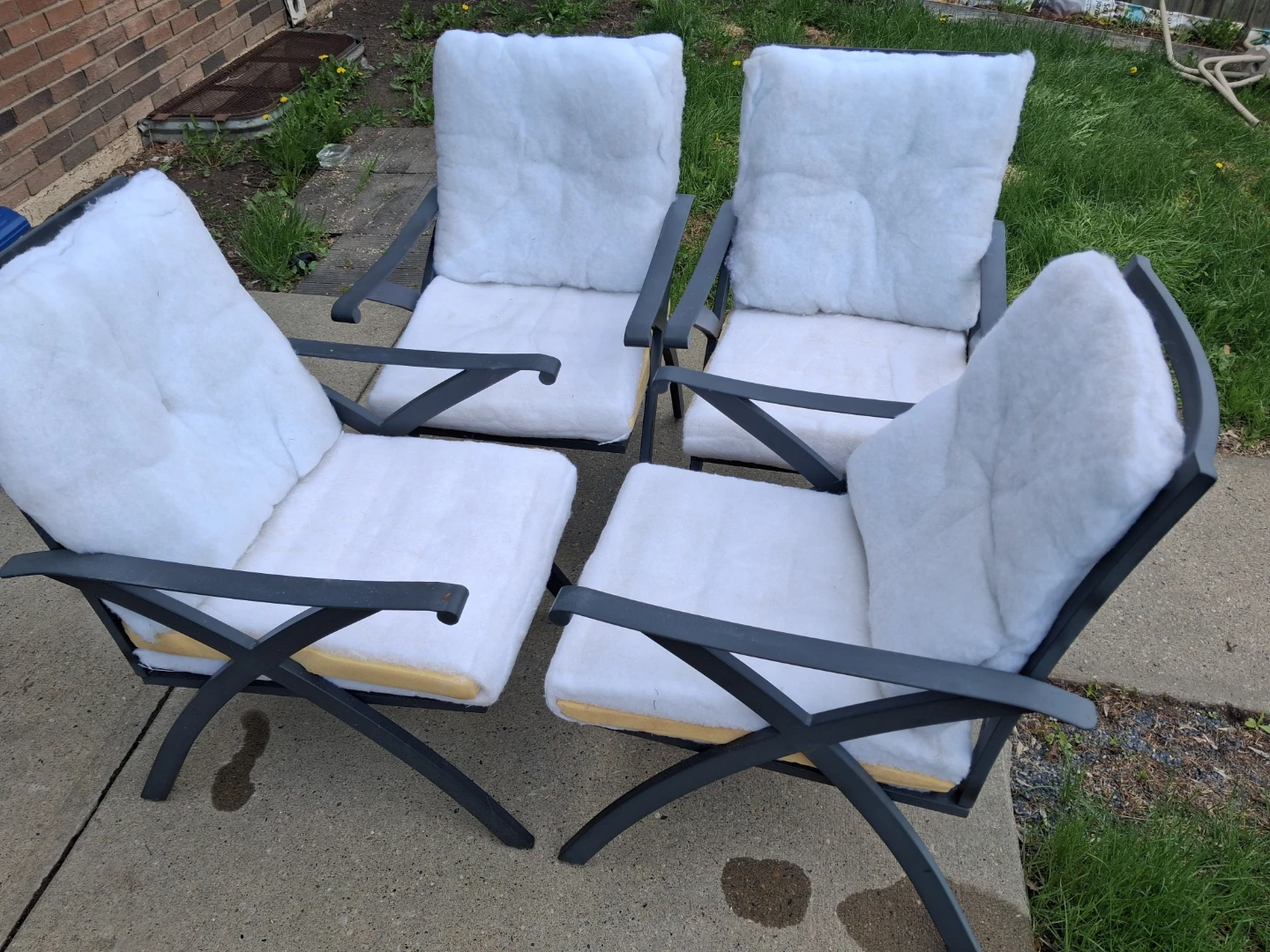 Set of 4  Patio Chairs Seat & Back Cushions.
