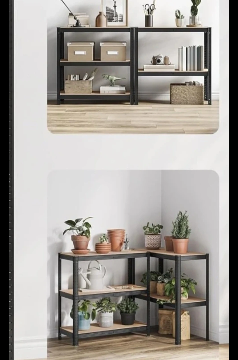 Two Metal Shelving Units with MDF Shelves