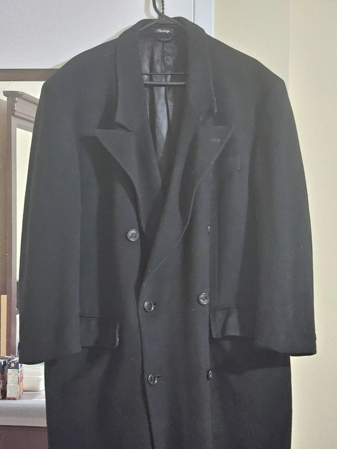 Heritage Black Double-Breasted Wool Blend Winter Coat - photo 2