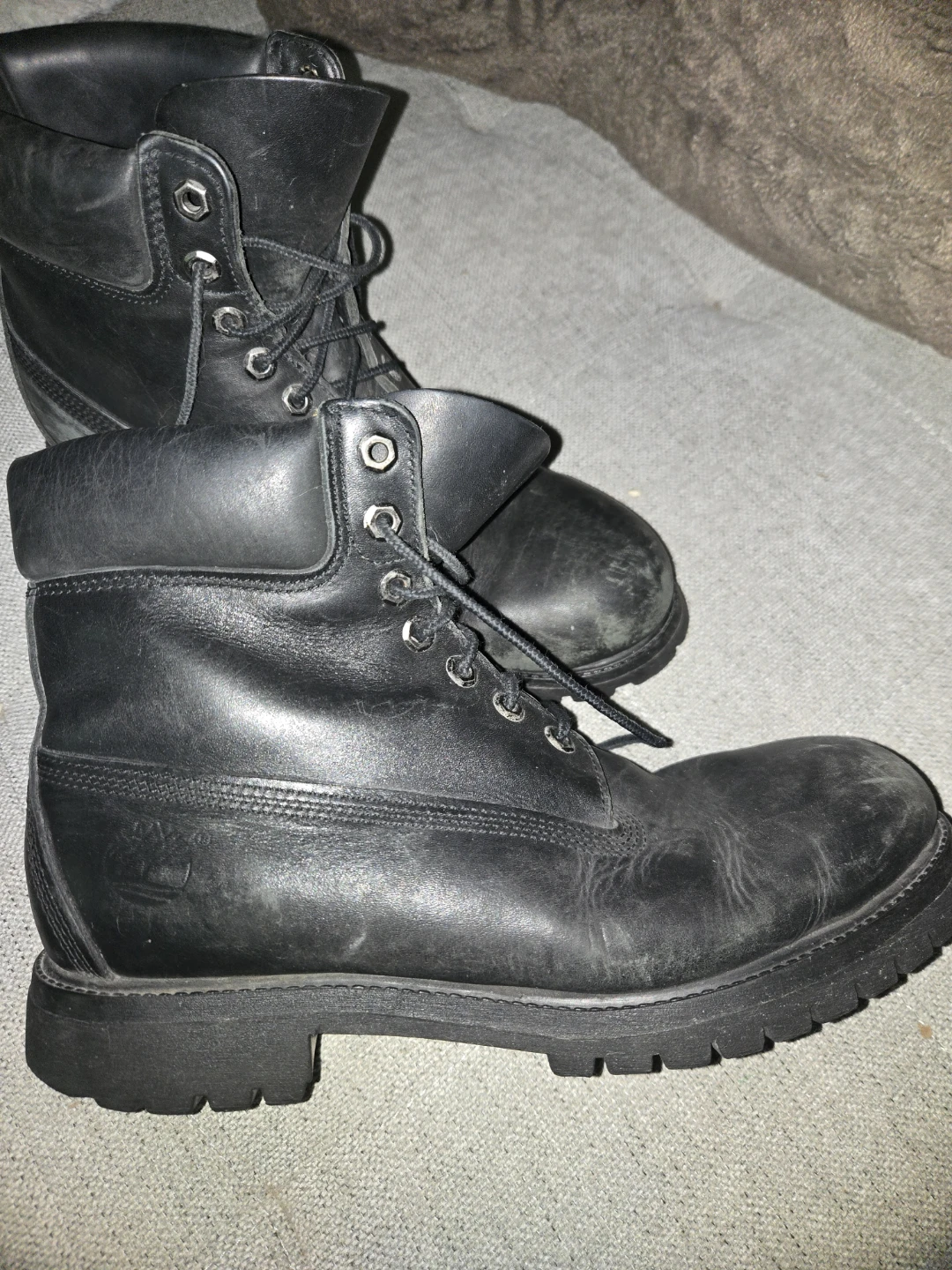 Size 11 Timberland Black Leather Lace-Up Boots - photo 5