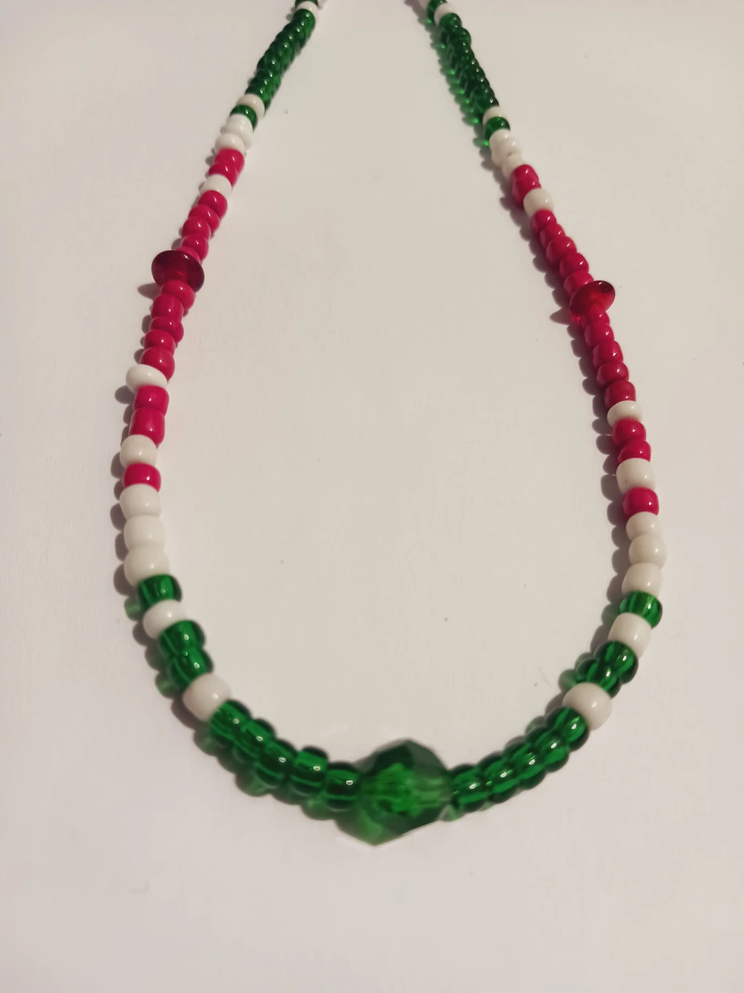 New !! Beaded Necklace - Red, White, and Green
