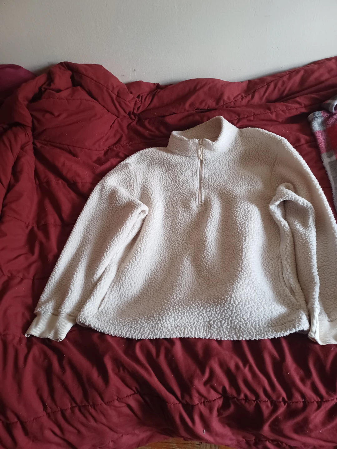 Cream Teddy Fleece 1/4 Zip Pullover - photo 4