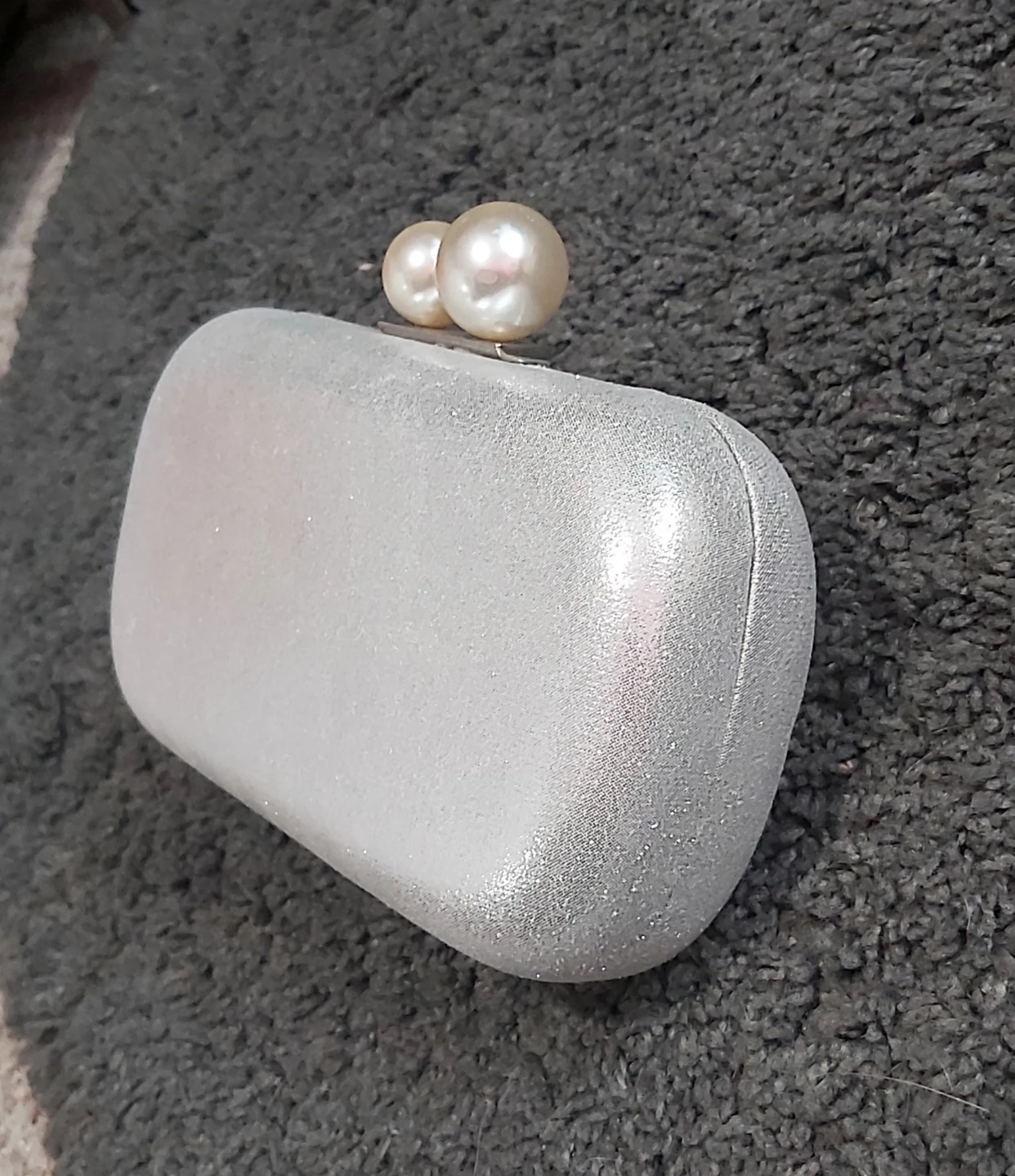 Steve Madden Silver Glitter Clutch with Pearls - photo 2