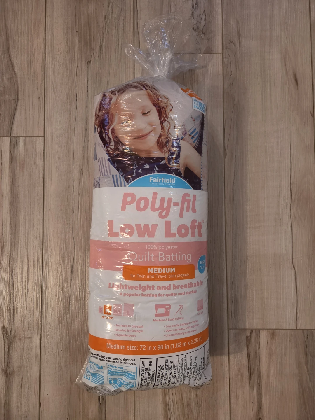Fairfield Poly-fil Low Loft Quilt Batting Medium 72" x 90"