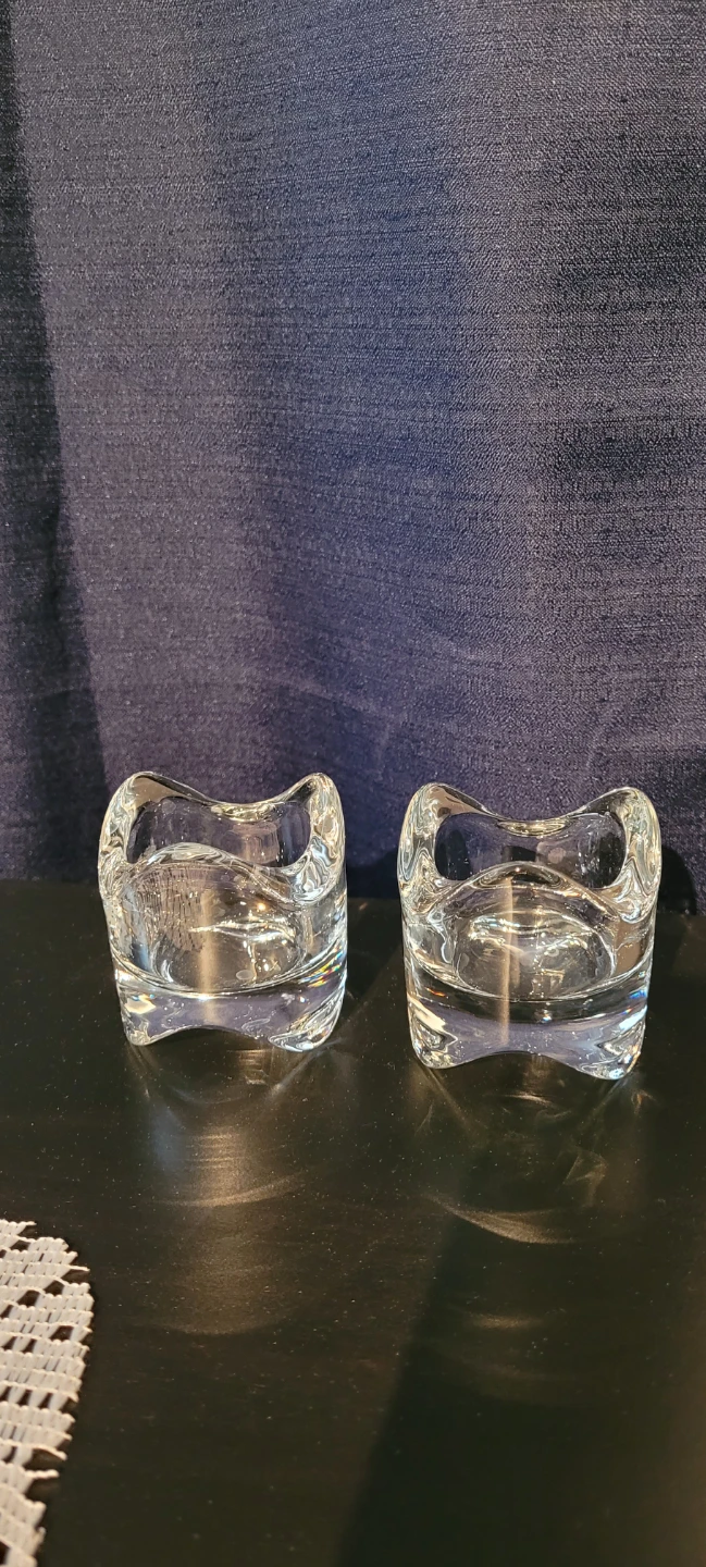 Pair of Clear Glass Votive Candle Holders