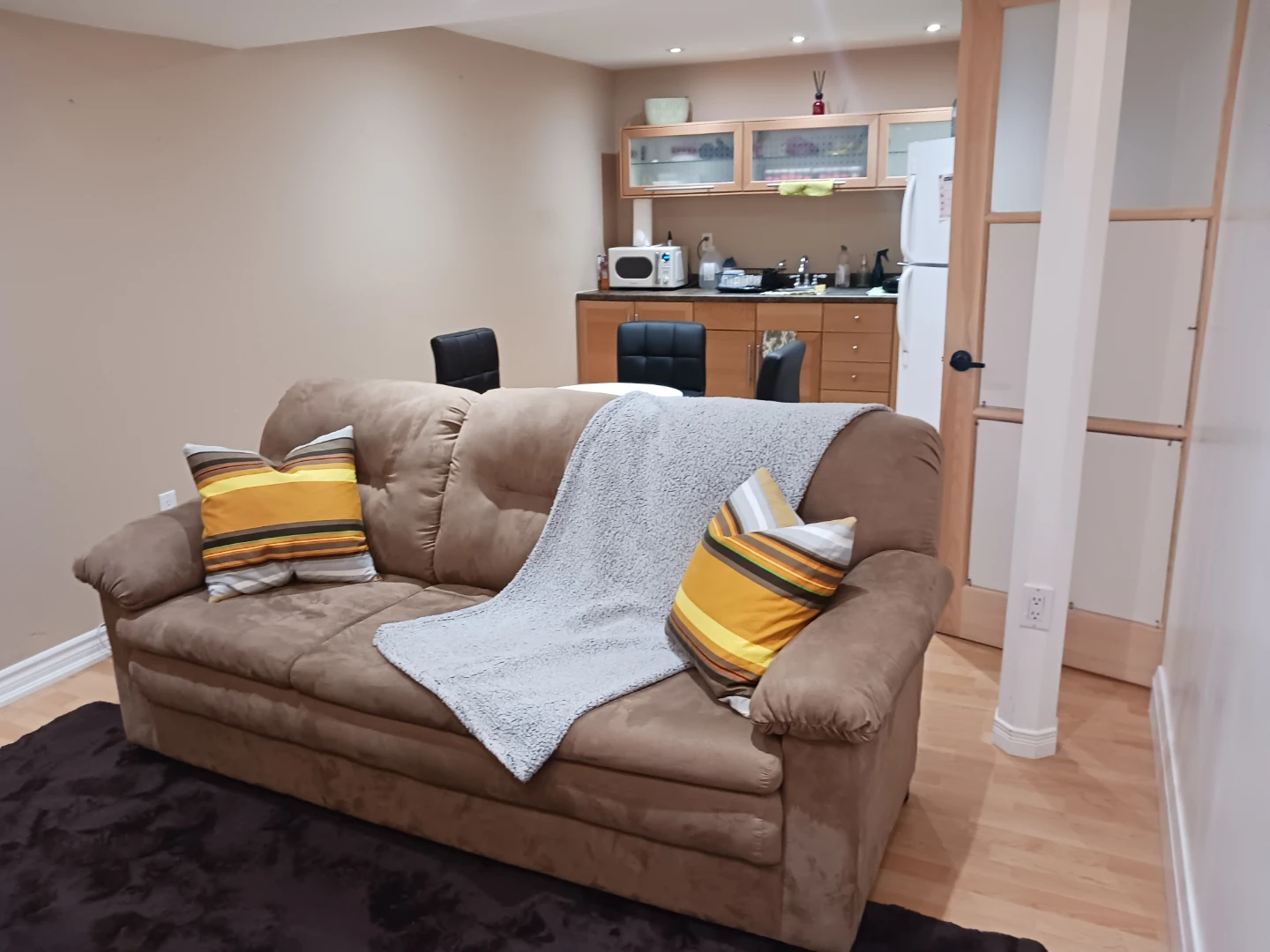 Brown Suede Three-Seater Sofa