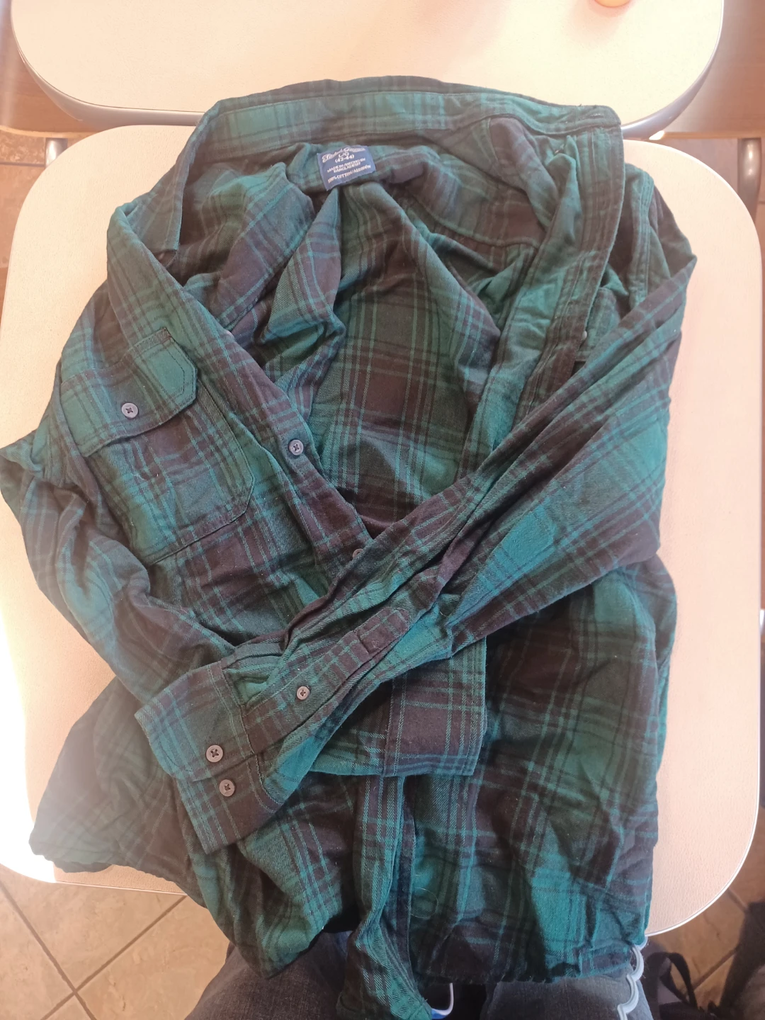 Faded Glory Plaid Long Sleeve Shirt - Green/Black - L/G - photo 3