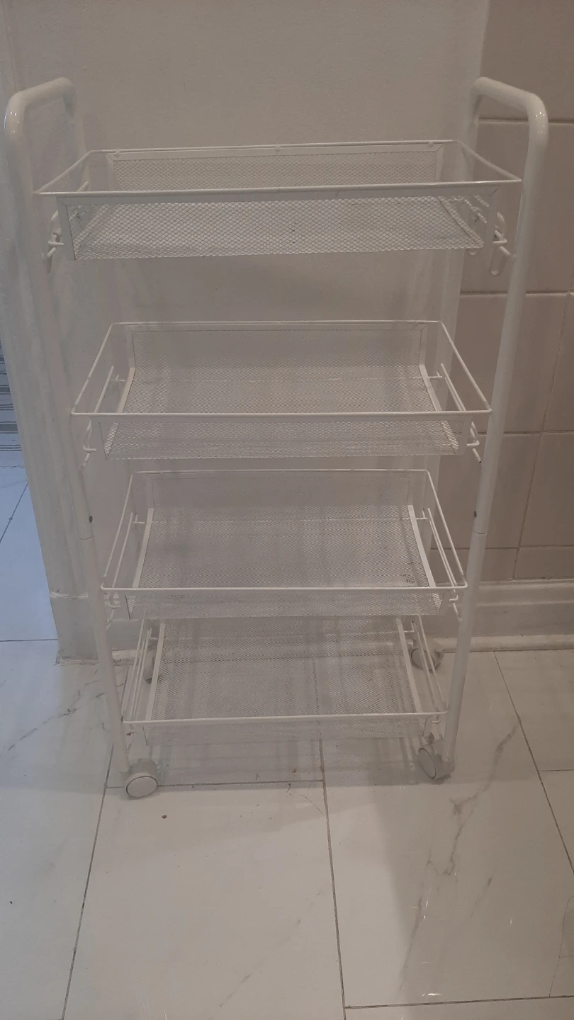 White 4-Tier Rolling Storage Cart