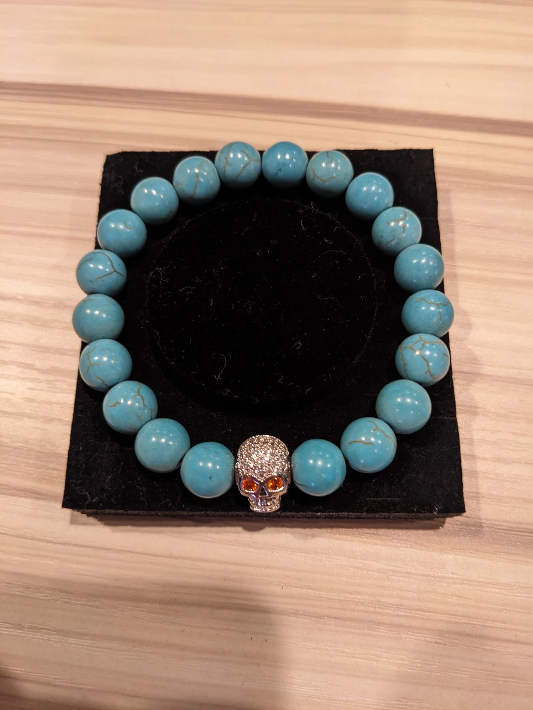 Turquoise Beaded Bracelet with Skull Charm - photo 2