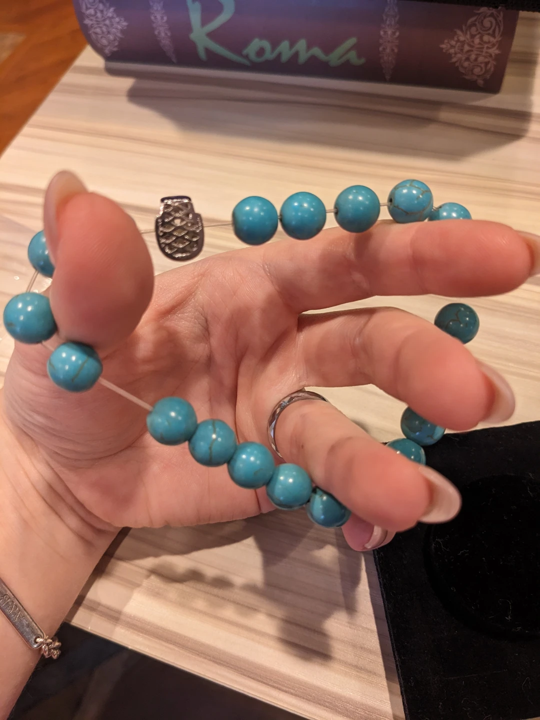 Turquoise Beaded Bracelet with Skull Charm - photo 3