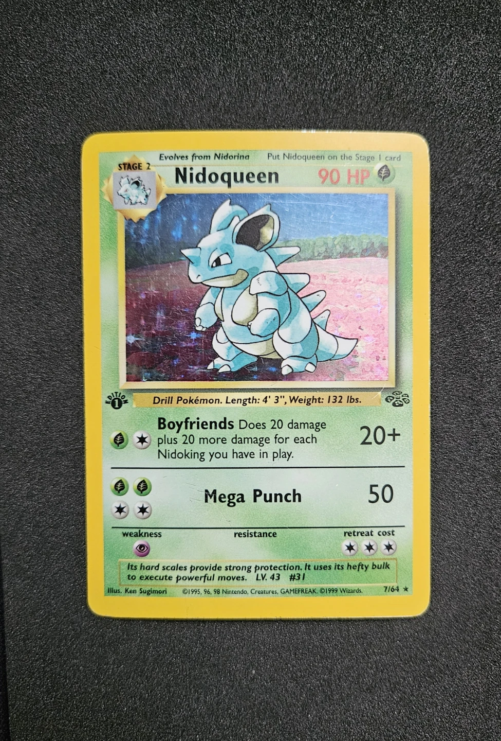 Pokémon Nidoqueen 7/64 1st Edition Jungle HOLO 1999 WOTC Rare - photo 2