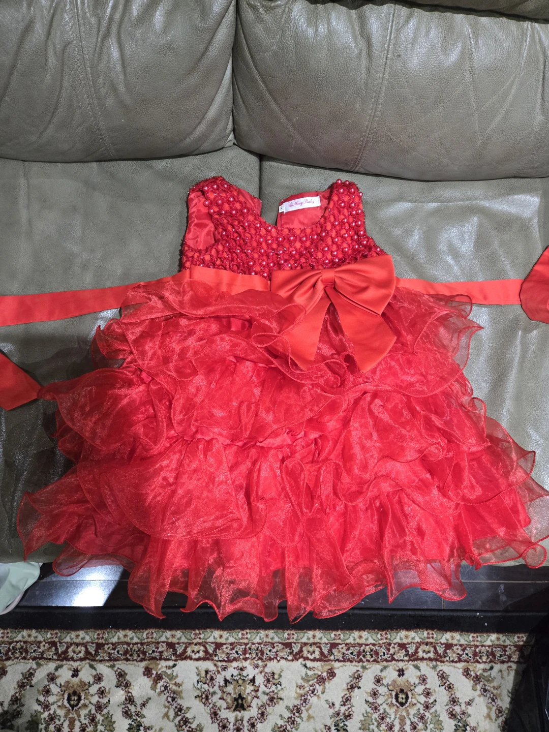 Toddler Girl Red Dress with Bow