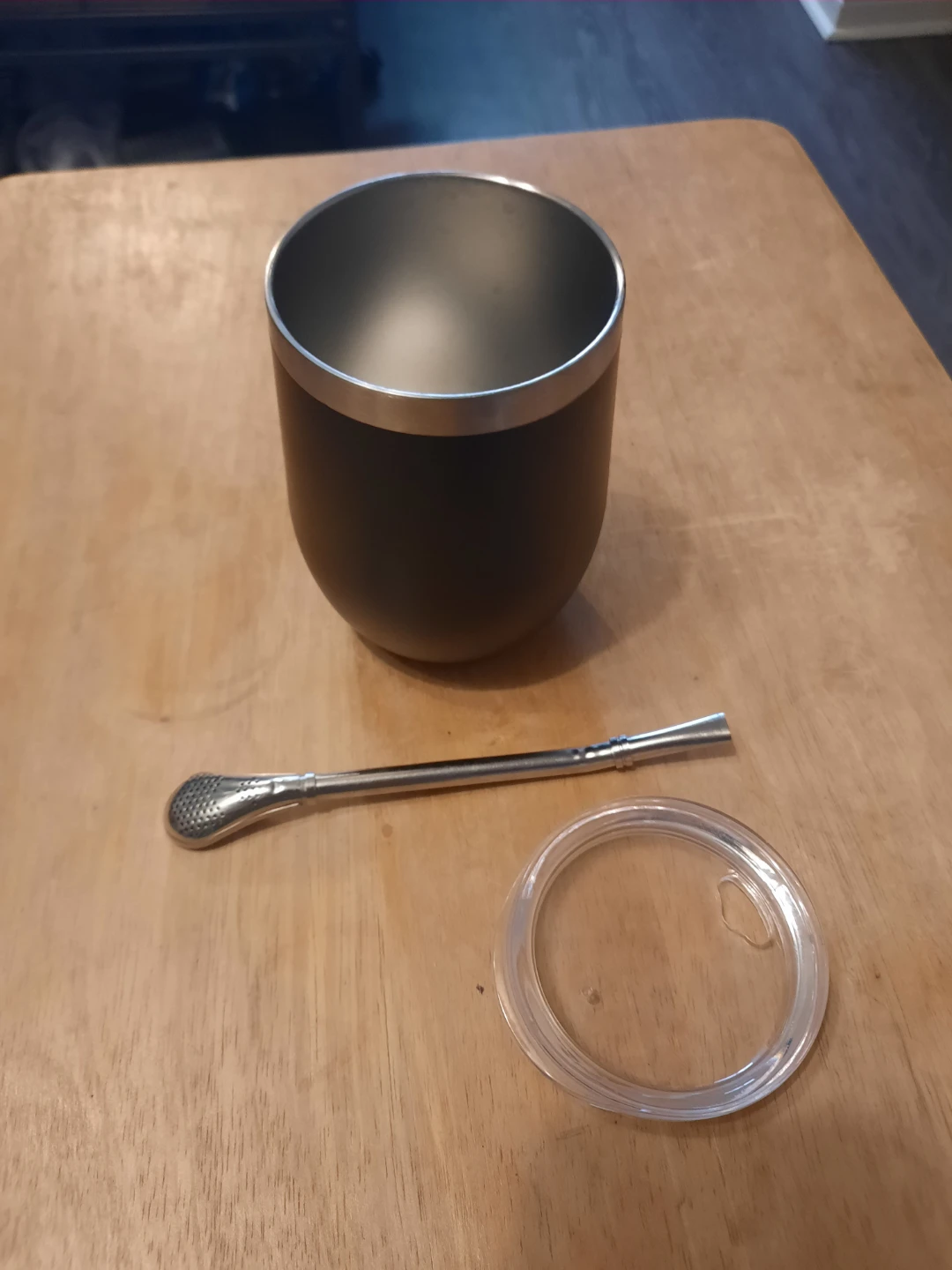 Black Stainless Steel Yerba Mate Cup with Bombilla and Lid