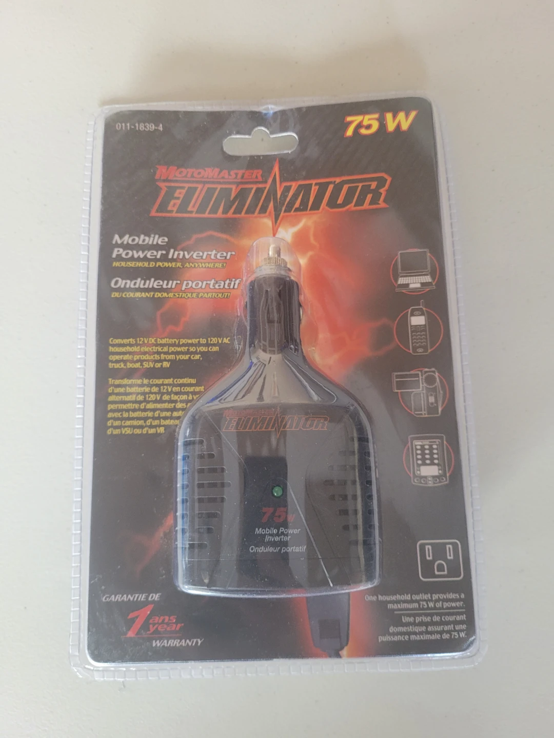 Motomaster Eliminator Mobile Power Inverter 75W