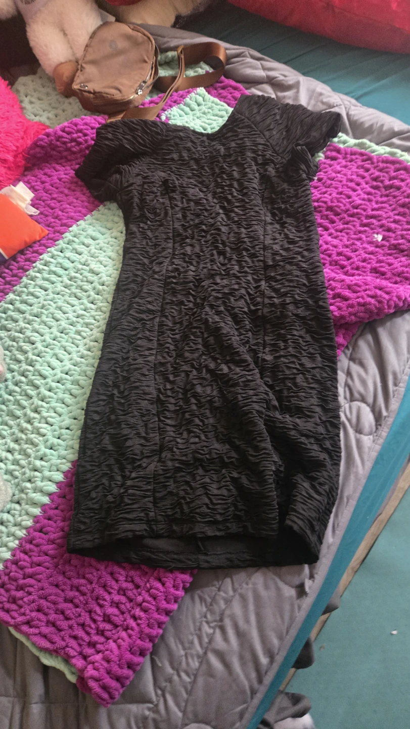 ZARA Black Textured Dress - Size S