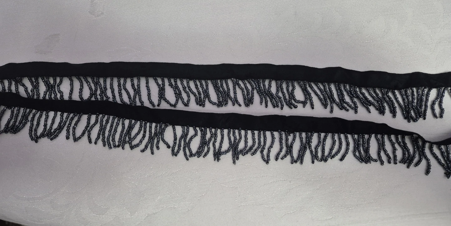 Black Beaded Fringe Trim, 1 meter length - photo 2