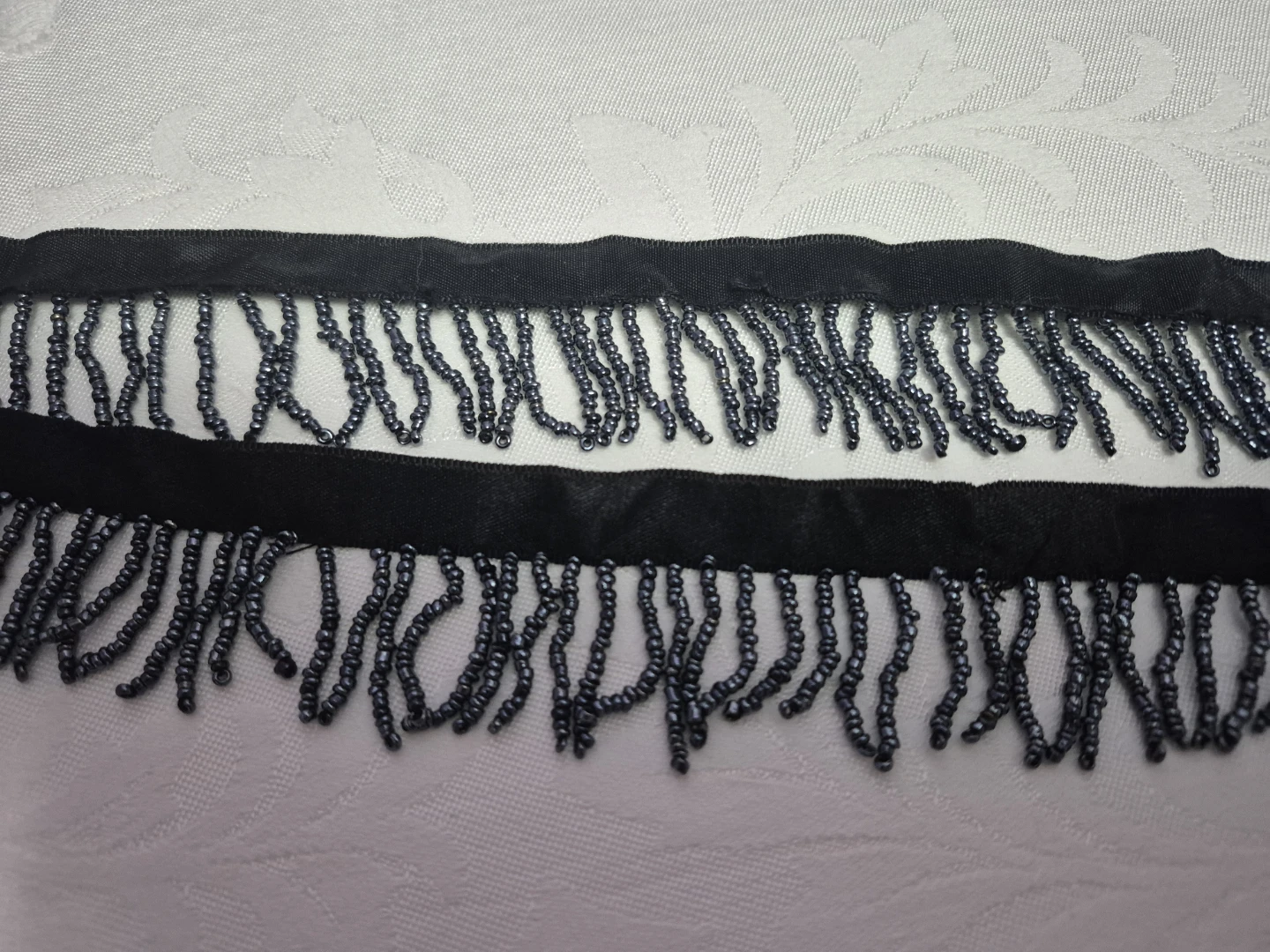 Black Beaded Fringe Trim, 1 meter length - photo 3