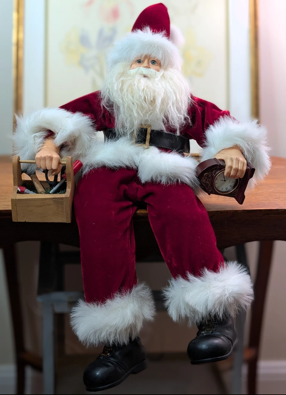 Sitting Mantle Santa Claus Figurine - photo 2