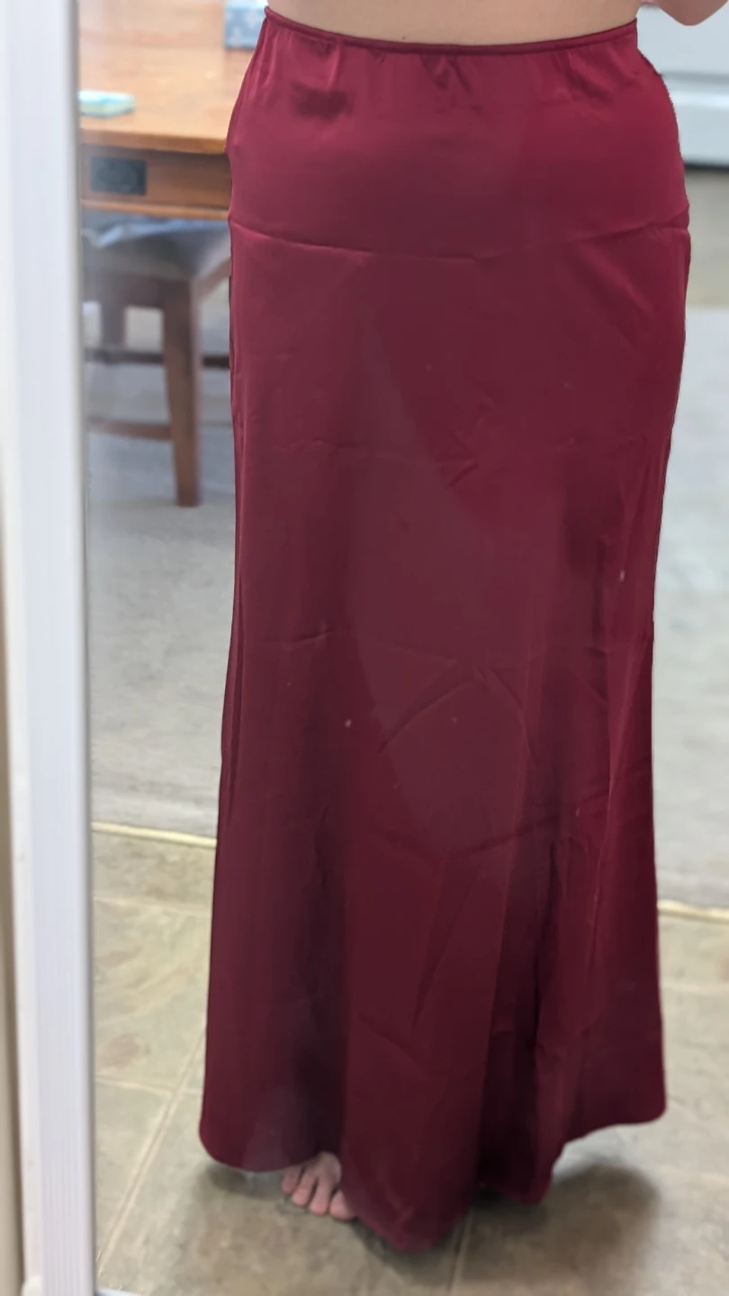 Burgundy Satin Maxi Skirt, olive satin maxi skirt - photo 3