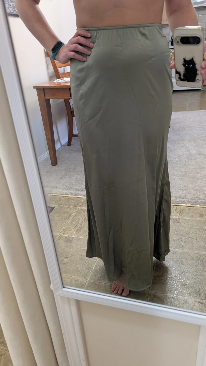 Burgundy Satin Maxi Skirt, olive satin maxi skirt - photo 5