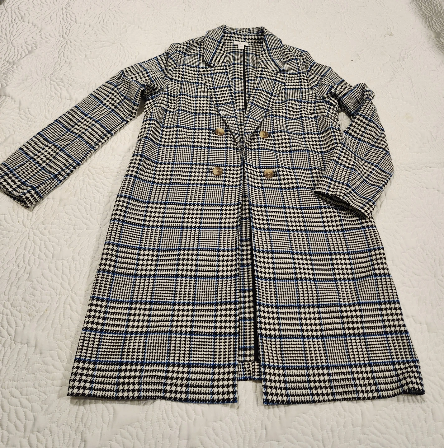 J.Jill Plaid Double-Breasted Long Blazer Coat Size S - photo 4