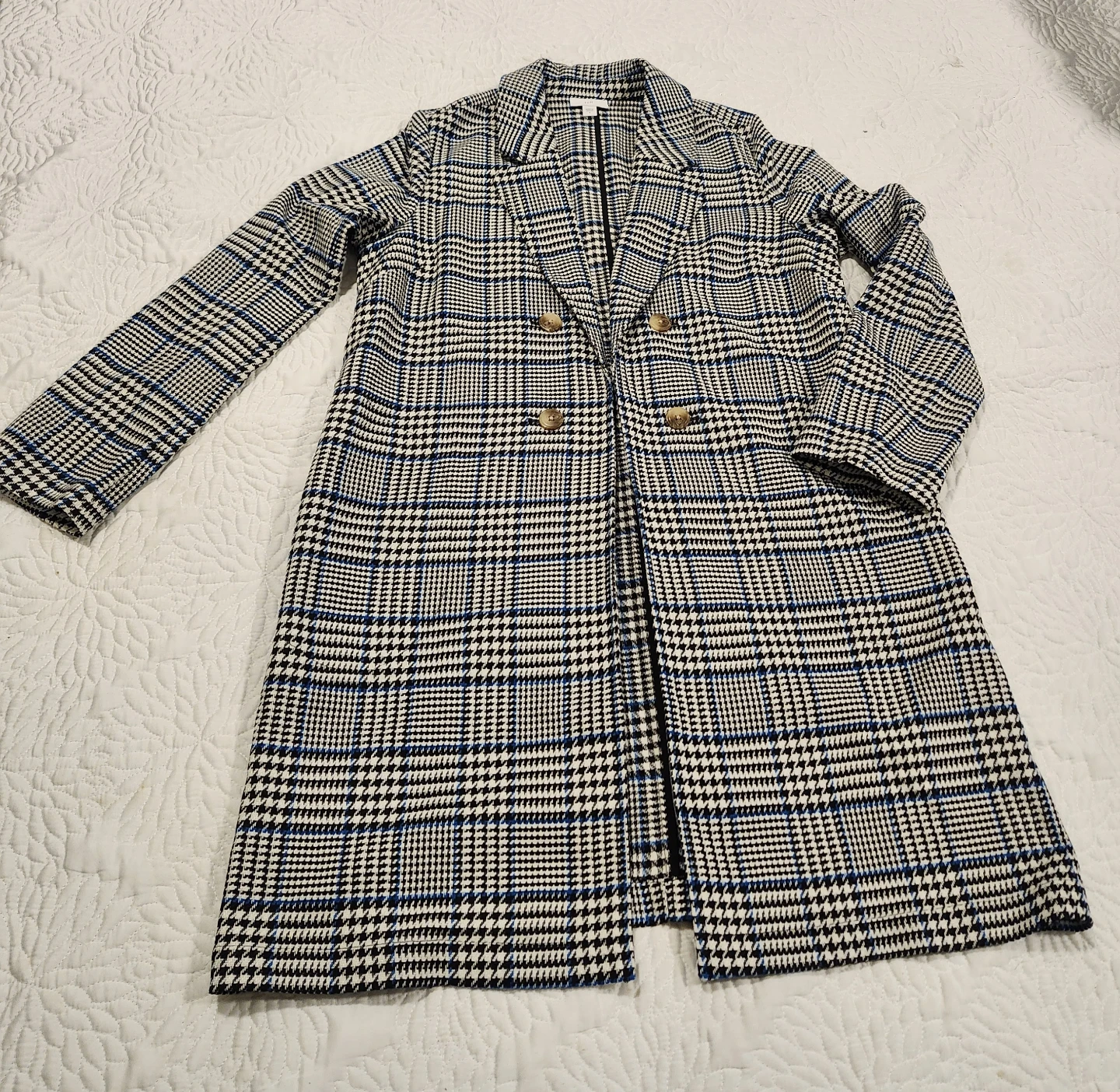 J.Jill Plaid Double-Breasted Long Blazer Coat Size S - photo 5