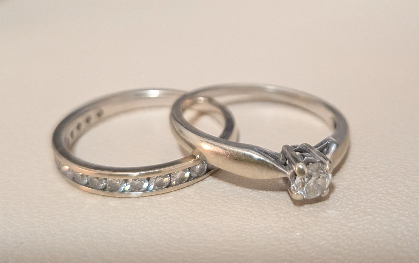 14K and 10K White Gold Diamond Engagement Ring Set - photo 3