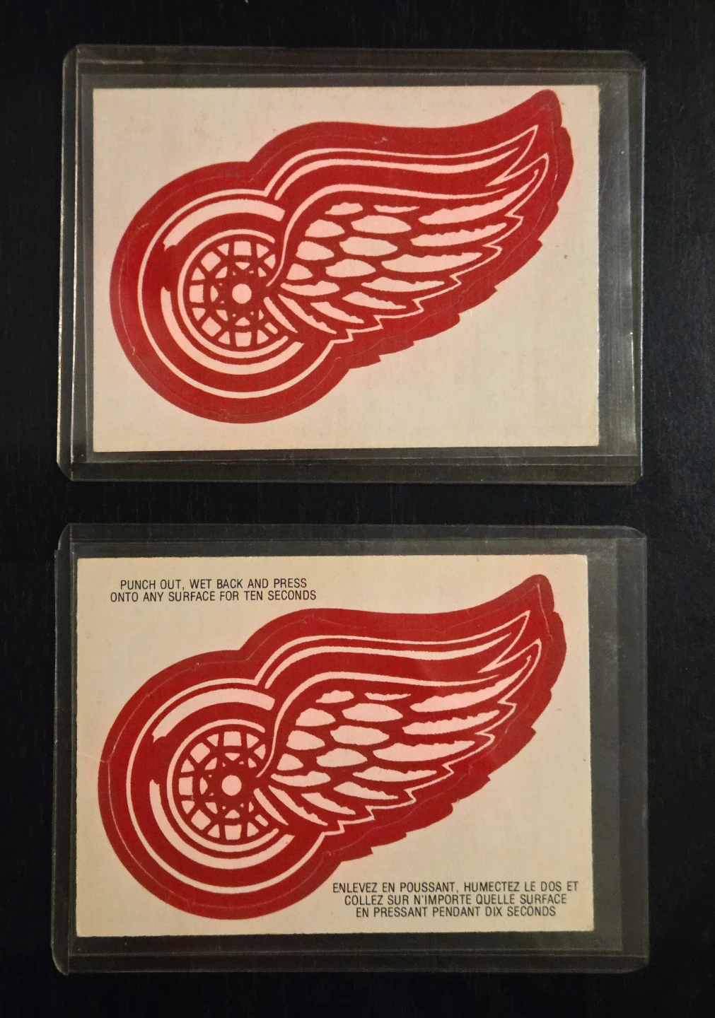 1972/73 And 1973/74  Red Wing Logo Sticker Inserts EX-NRMT