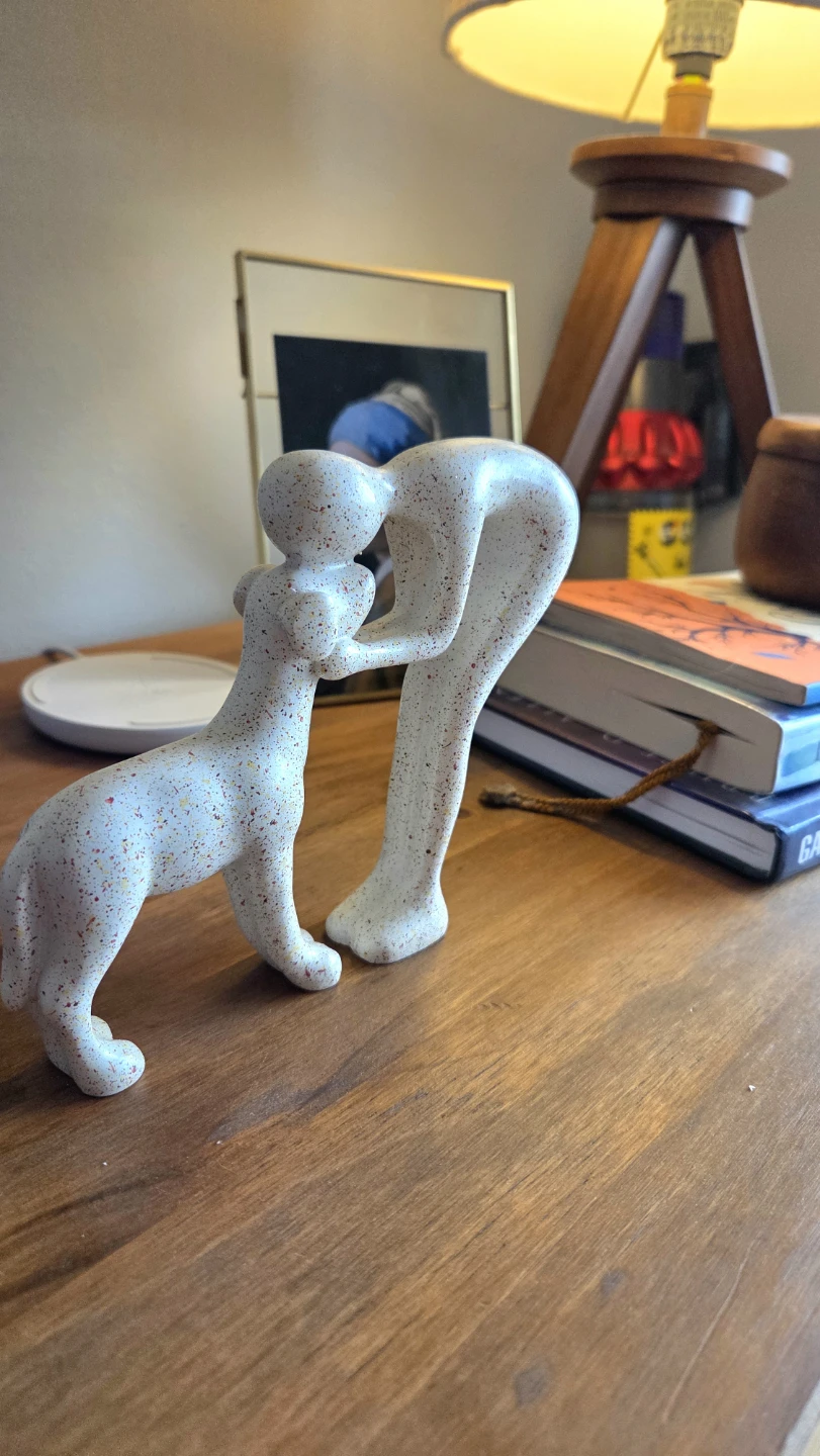 Friends 4ever – Human & Dog Sandstone Statue *new