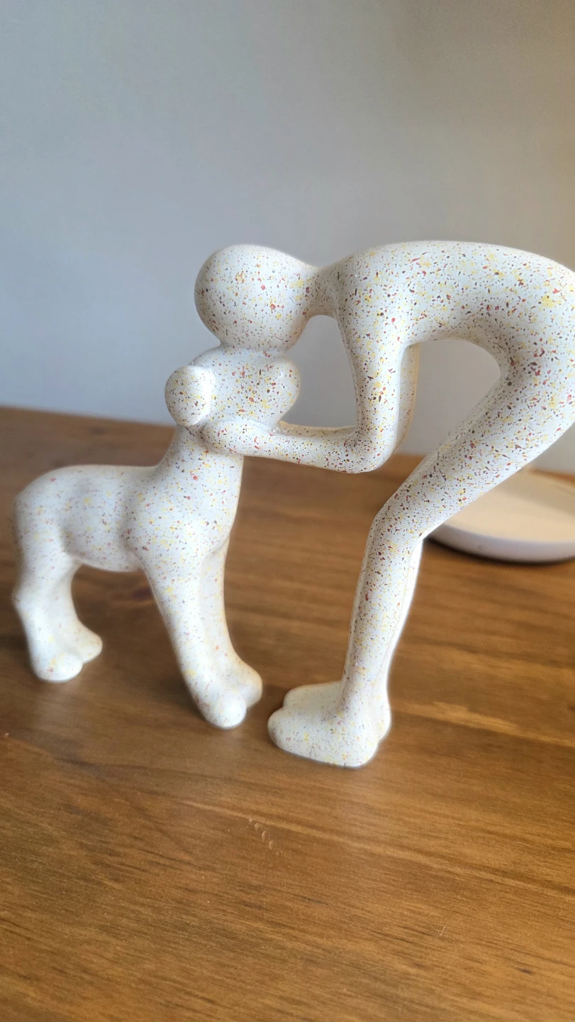 Friends 4ever – Human & Dog Sandstone Statue *new - photo 2