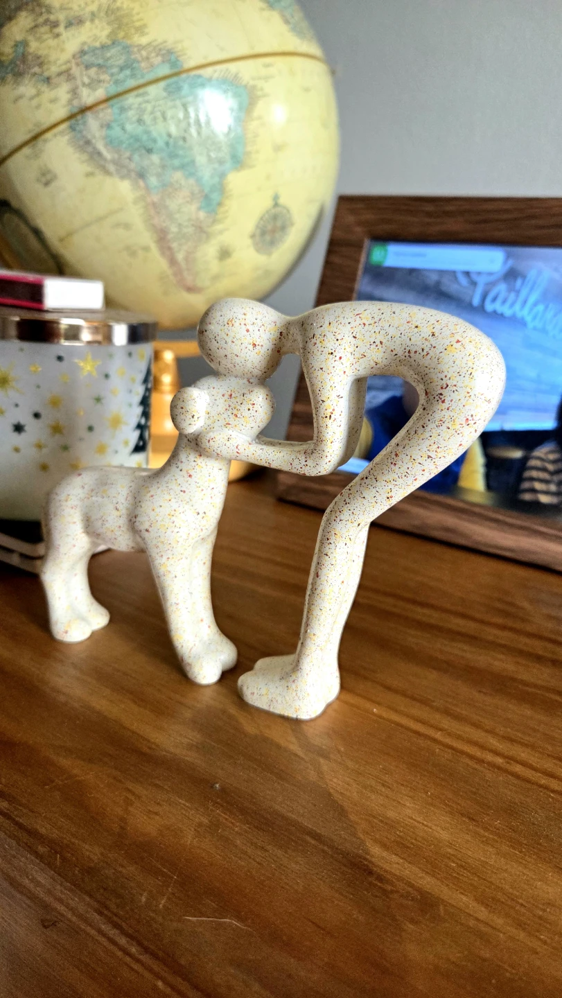Friends 4ever – Human & Dog Sandstone Statue *new - photo 3