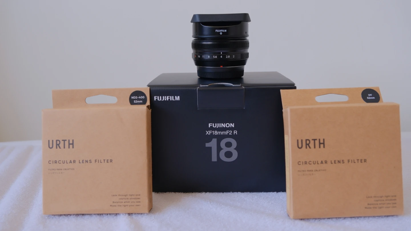 Fujifilm Fujinon XF18mmF2 R Lens with lens filters