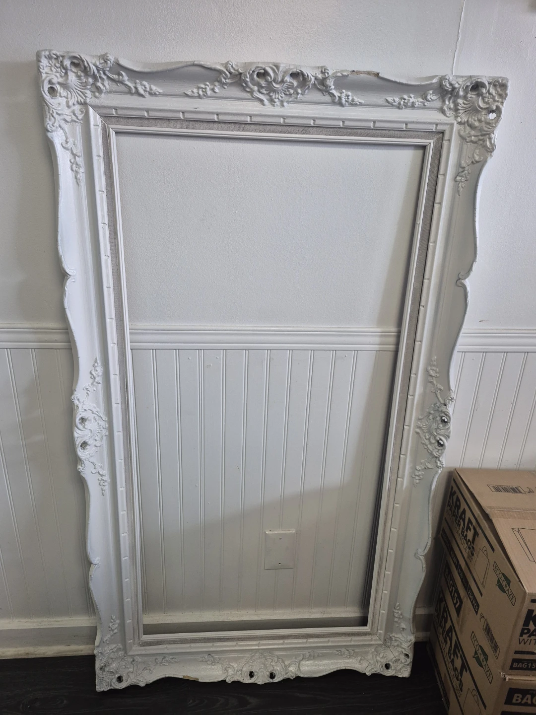 Large Ornate White Picture Frame