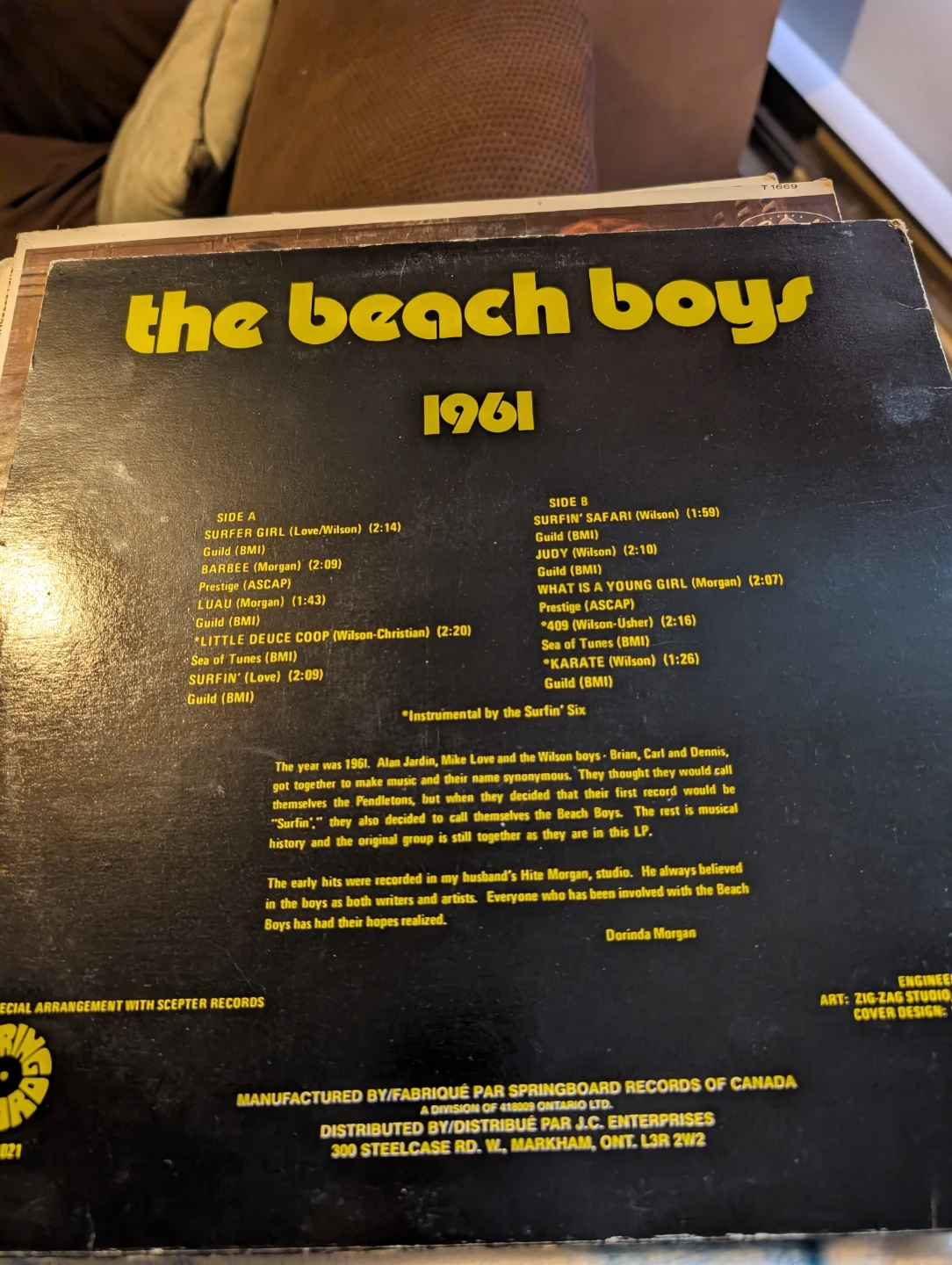 The Beach Boys 1961 Vinyl Record - photo 2