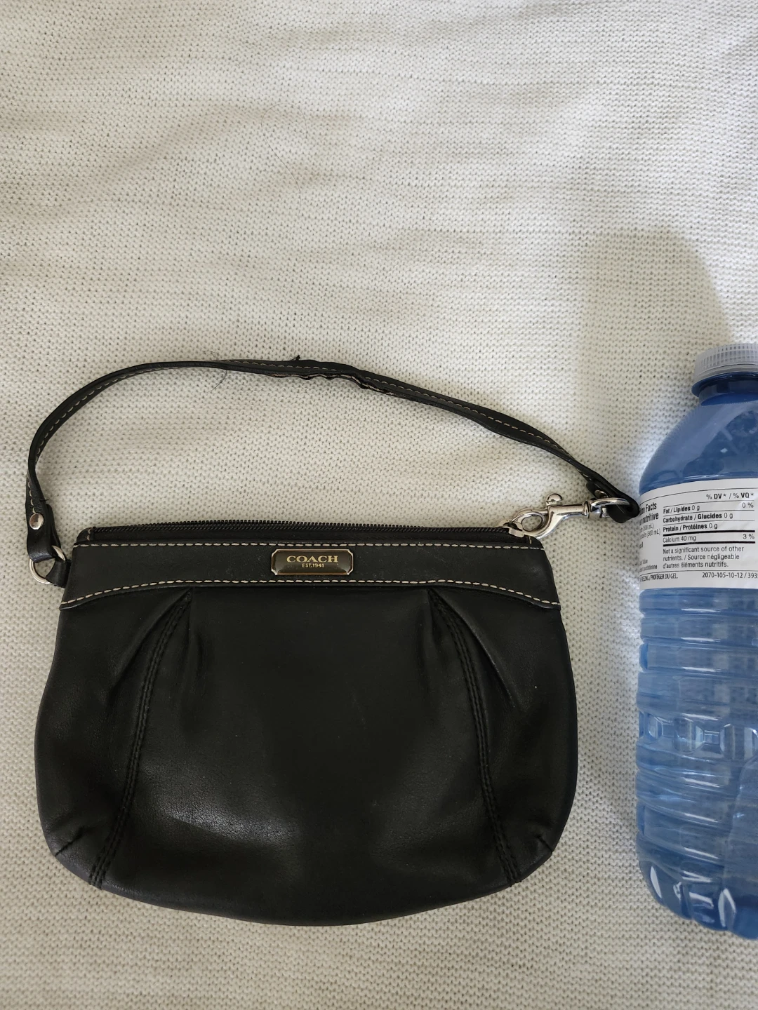 COACH Black Leather Wristlet Pouch