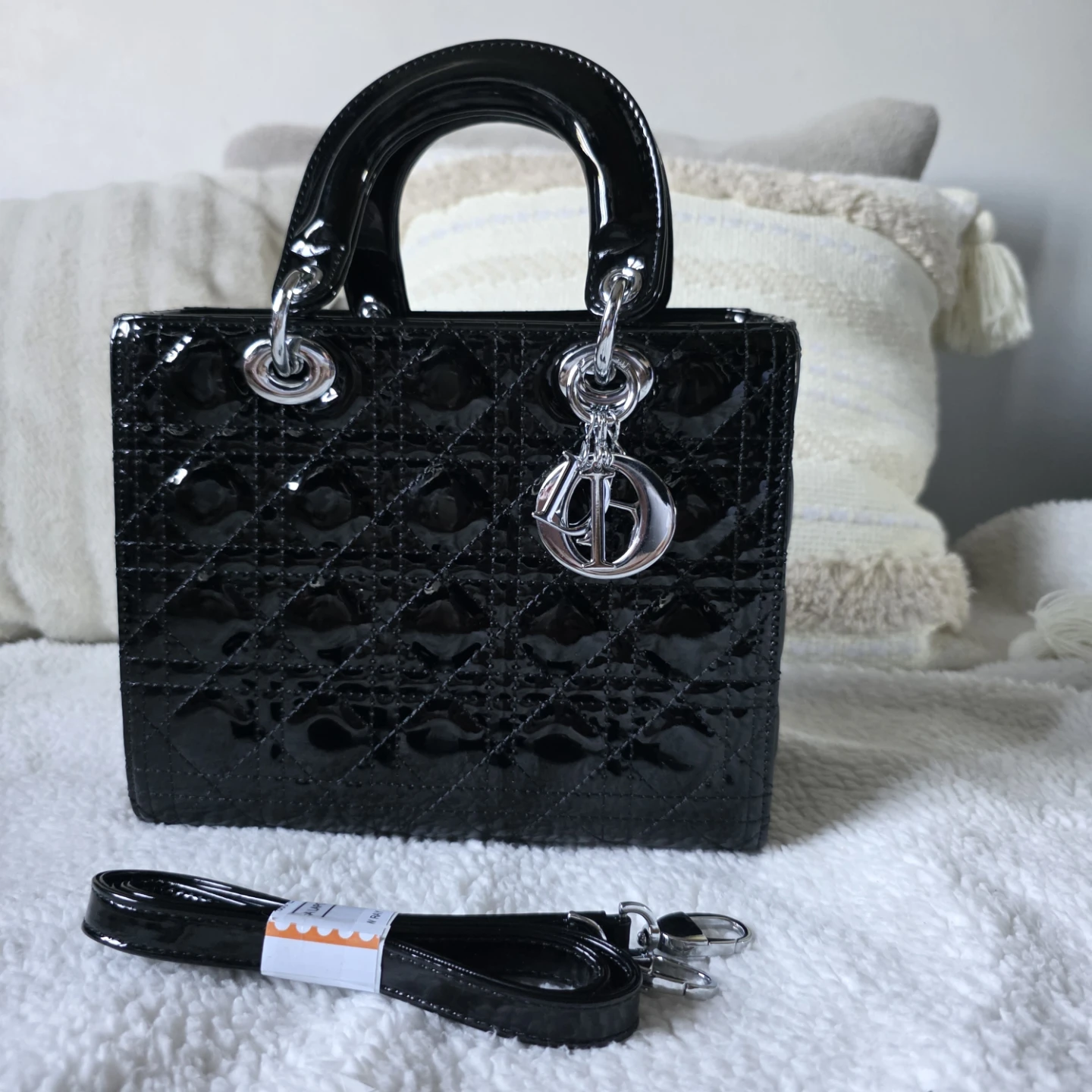 Dior Black Patent Cannage Lady Dior Bag
