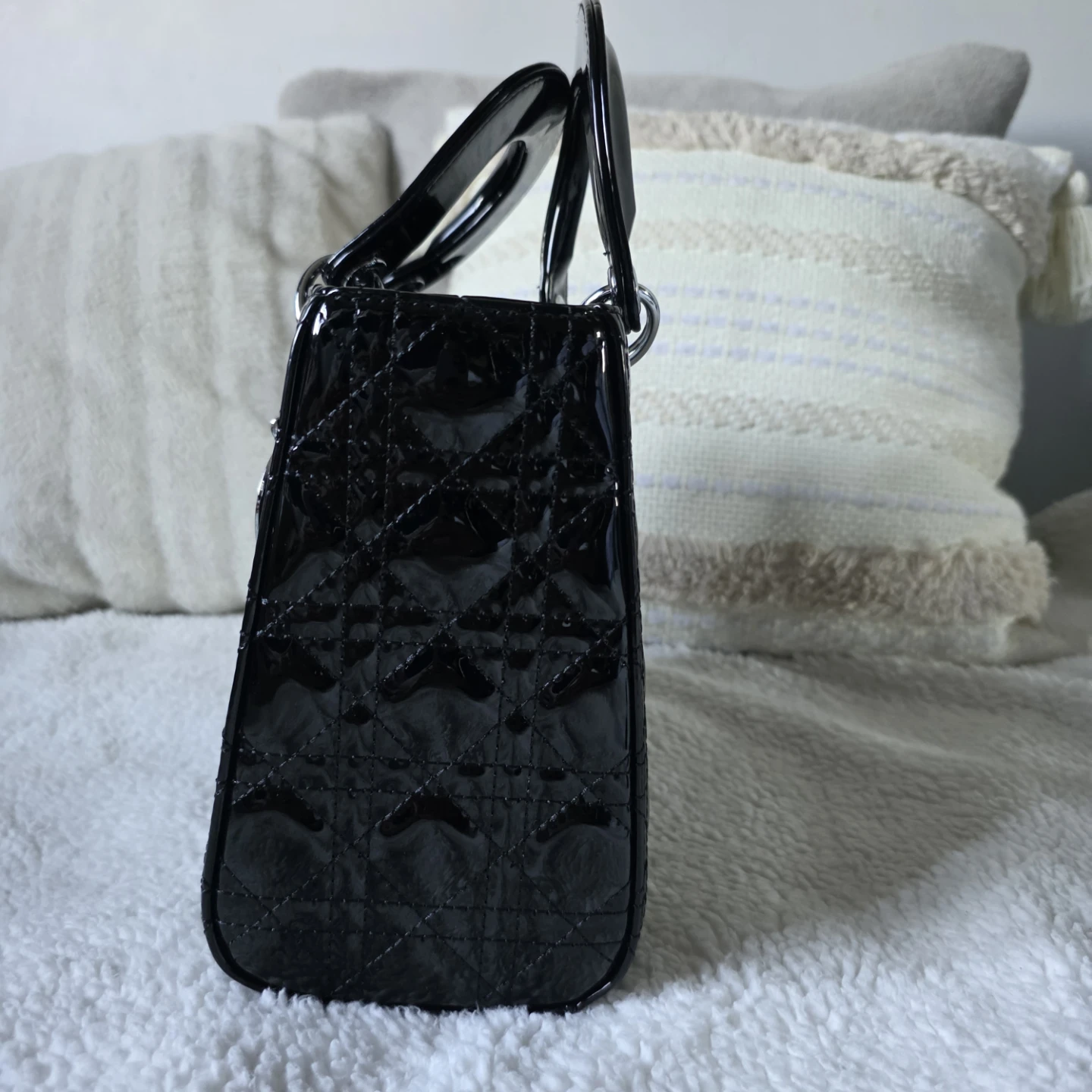 Dior Black Patent Cannage Lady Dior Bag - photo 2